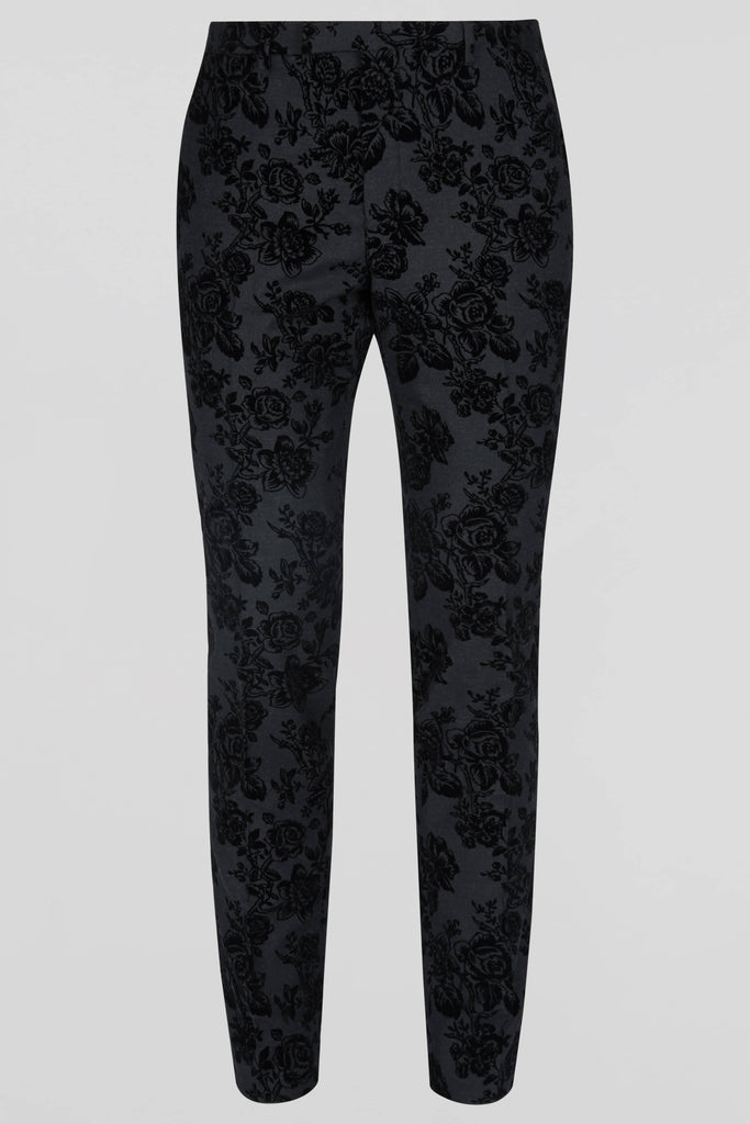 Twisted Tailor Fleet Floral Skinny Fit Tuxedo Trouser Black