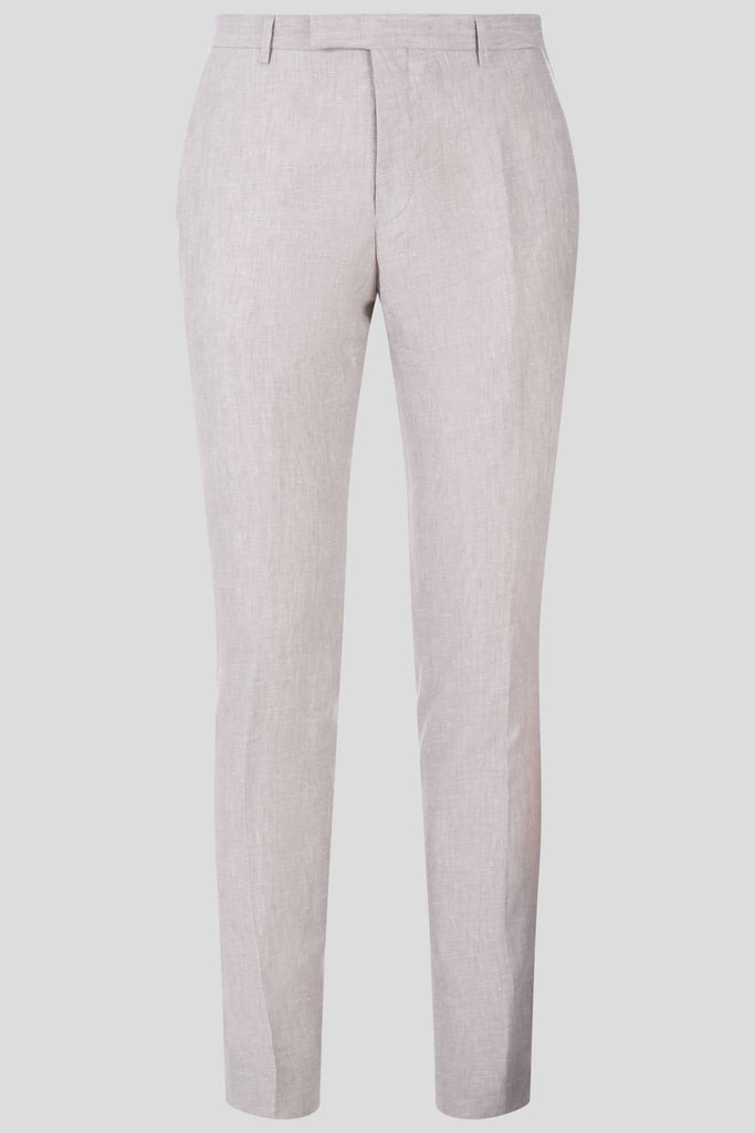 Twisted Tailor Runner Skinny Fit Stone Linen Trouser With Piping